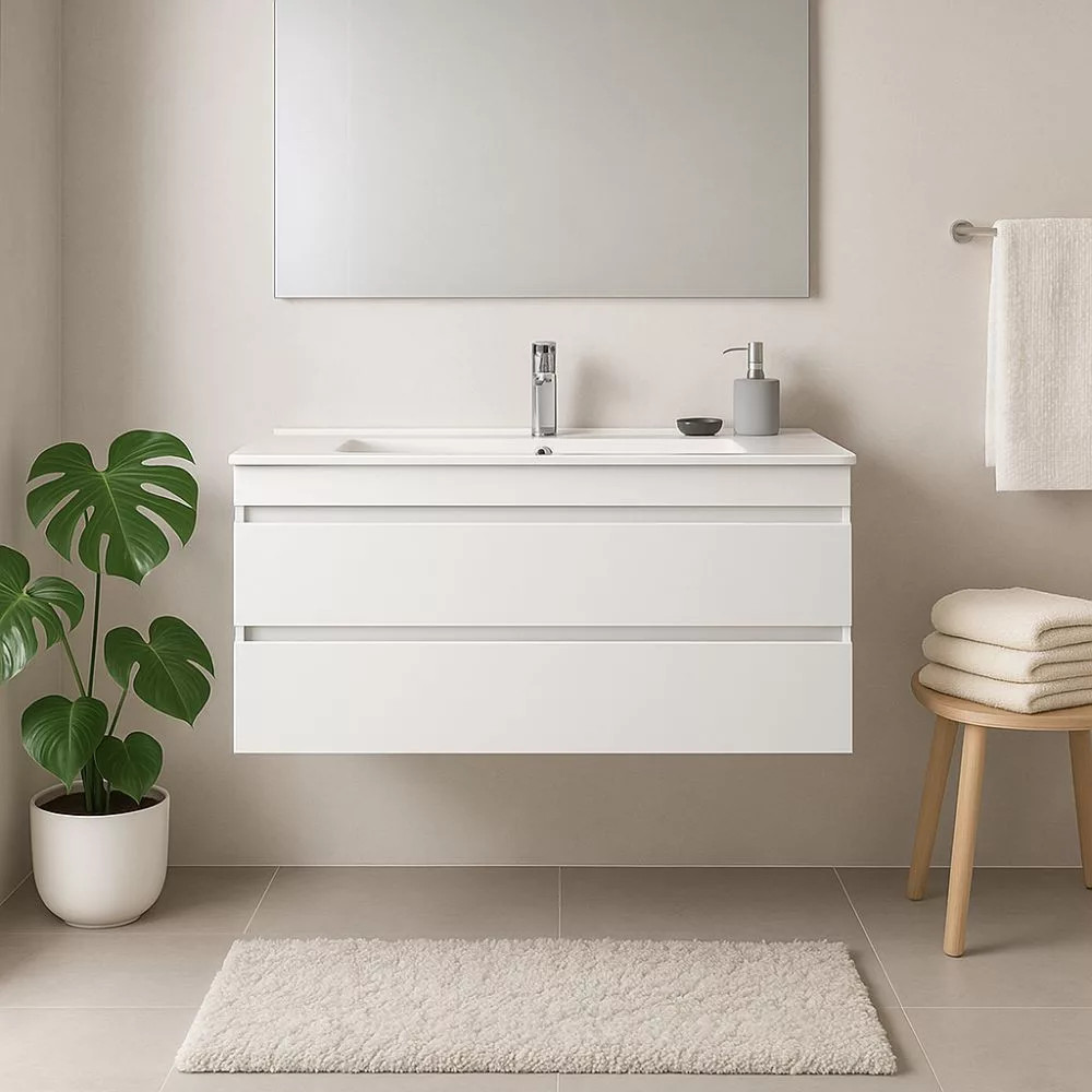 Leziter Cube 120 Mască de baie cu 1 cuvă și lavoar Mobalis Homvera