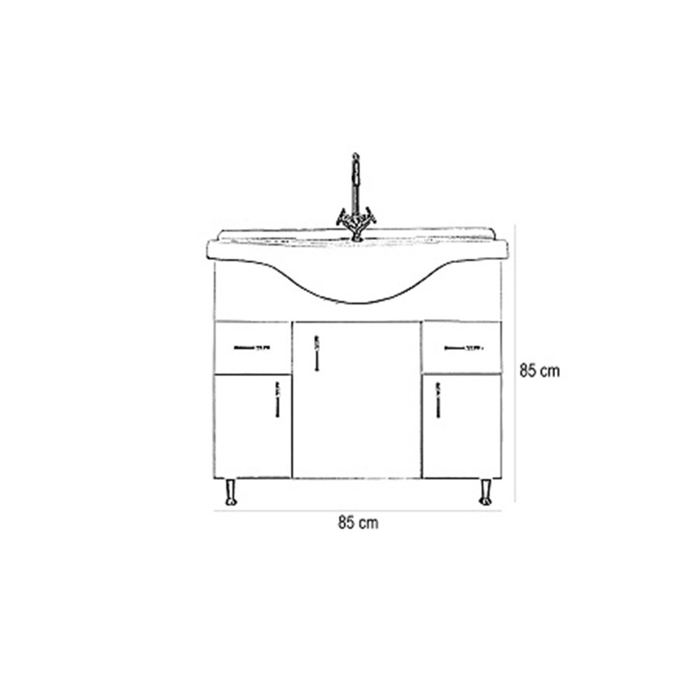 Leziter Dulap inferior Bianca Plus 85 cu lavoar Mobalis Homvera