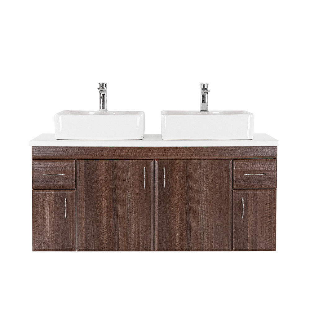 Leziter Dulap inferior Bianco 130 fără chiuvetă din lemn de nuc Aida cu blat alb Mobalis Homvera