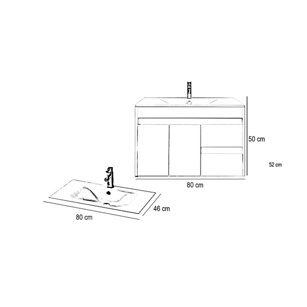 Leziter Dulap inferior Luna 80 cu lavoar Mobalis Homvera