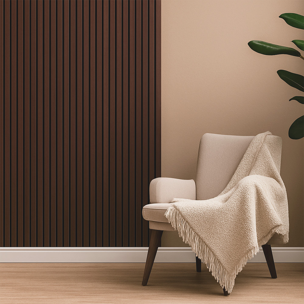 Leziter Panou acustic de perete cu aspect de nuc 260x60x1,8 cm Mobalis Homvera