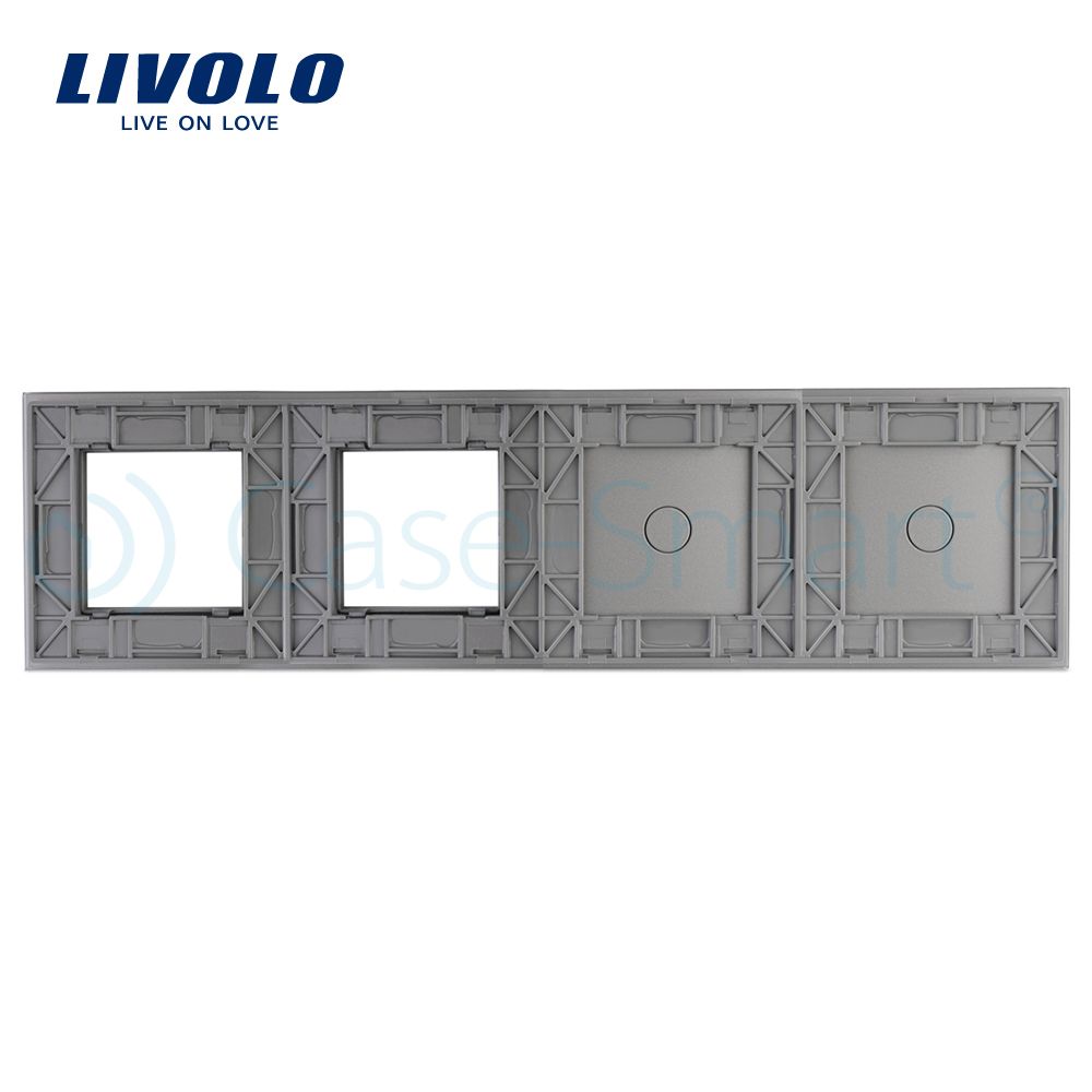 Panou 2 intrerupatoare simple cu touch si 2 prize LIVOLO din sticla SmartElectro IntelligentHouse