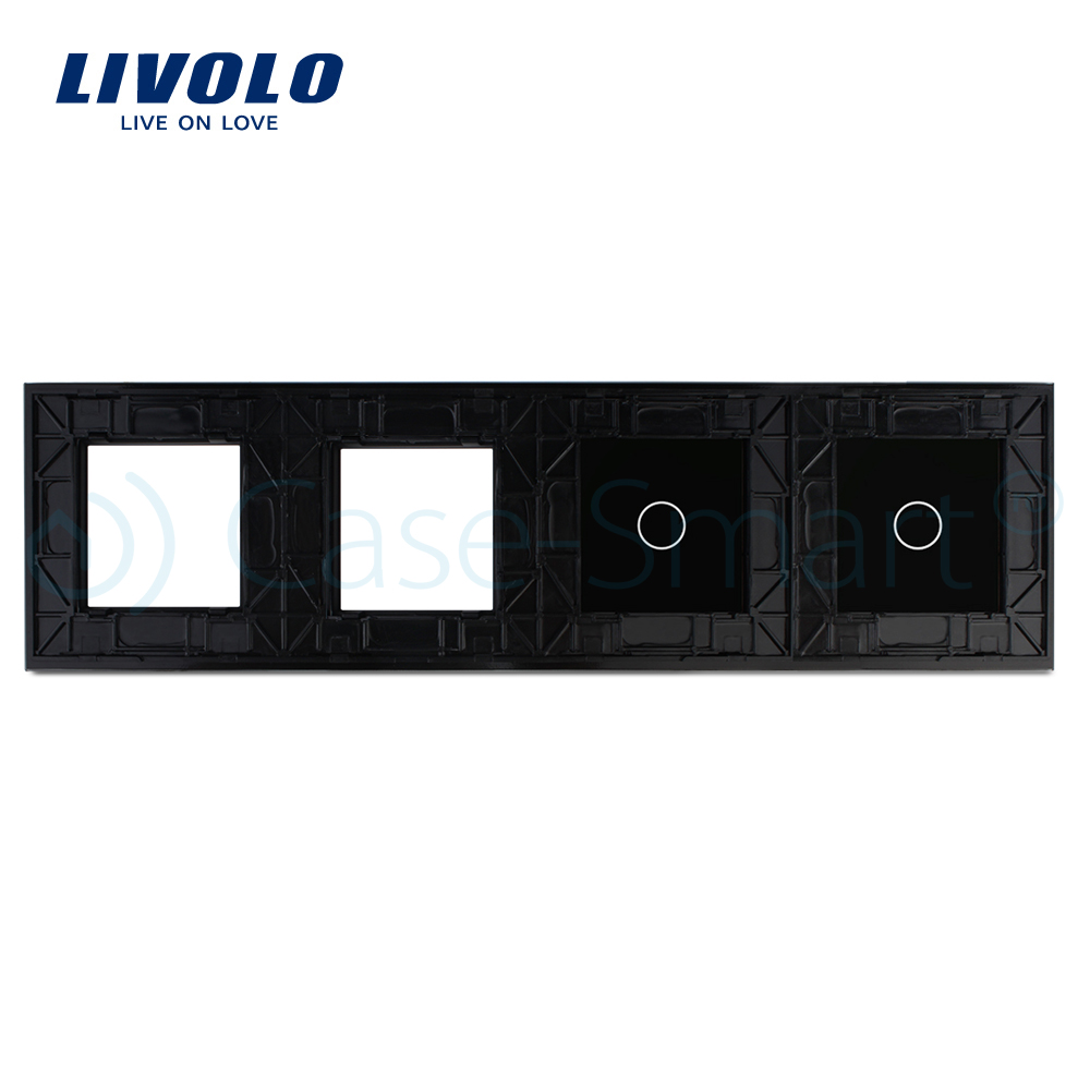Panou 2 intrerupatoare simple cu touch si 2 prize LIVOLO din sticla SmartElectro IntelligentHouse