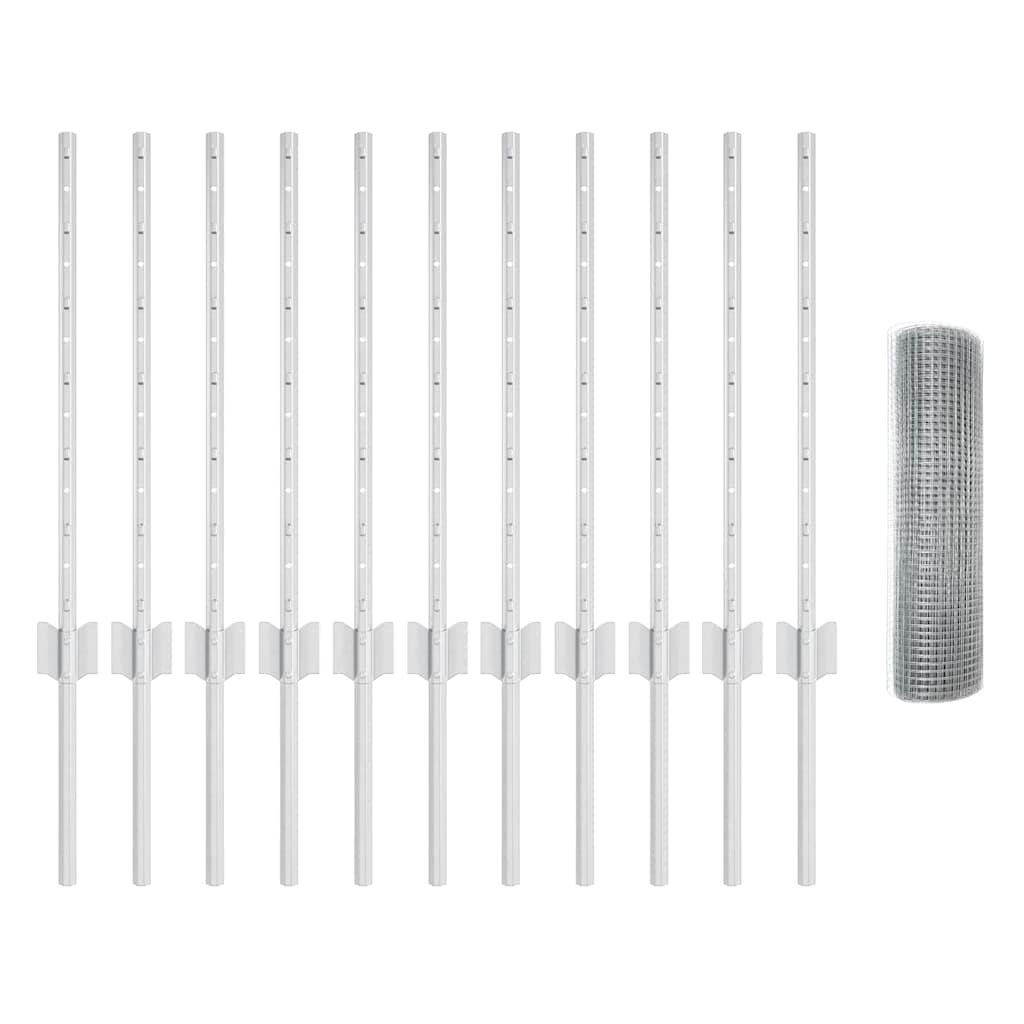 Îngrădire cu stâlpi Argintiu 0.6 x 25 m Oțel GartenMobel Dekor