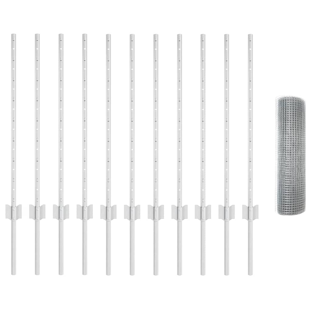 Îngrădire cu stâlpi Argintiu 0.8 x 25 m Oțel GartenMobel Dekor