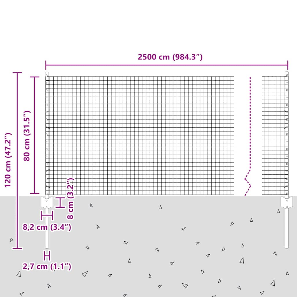 Îngrădire cu stâlpi Argintiu 0.8 x 25 m Oțel GartenMobel Dekor