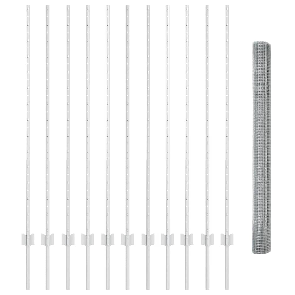 Îngrădire cu stâlpi Argintiu 1.4 x 25 m Oțel GartenMobel Dekor