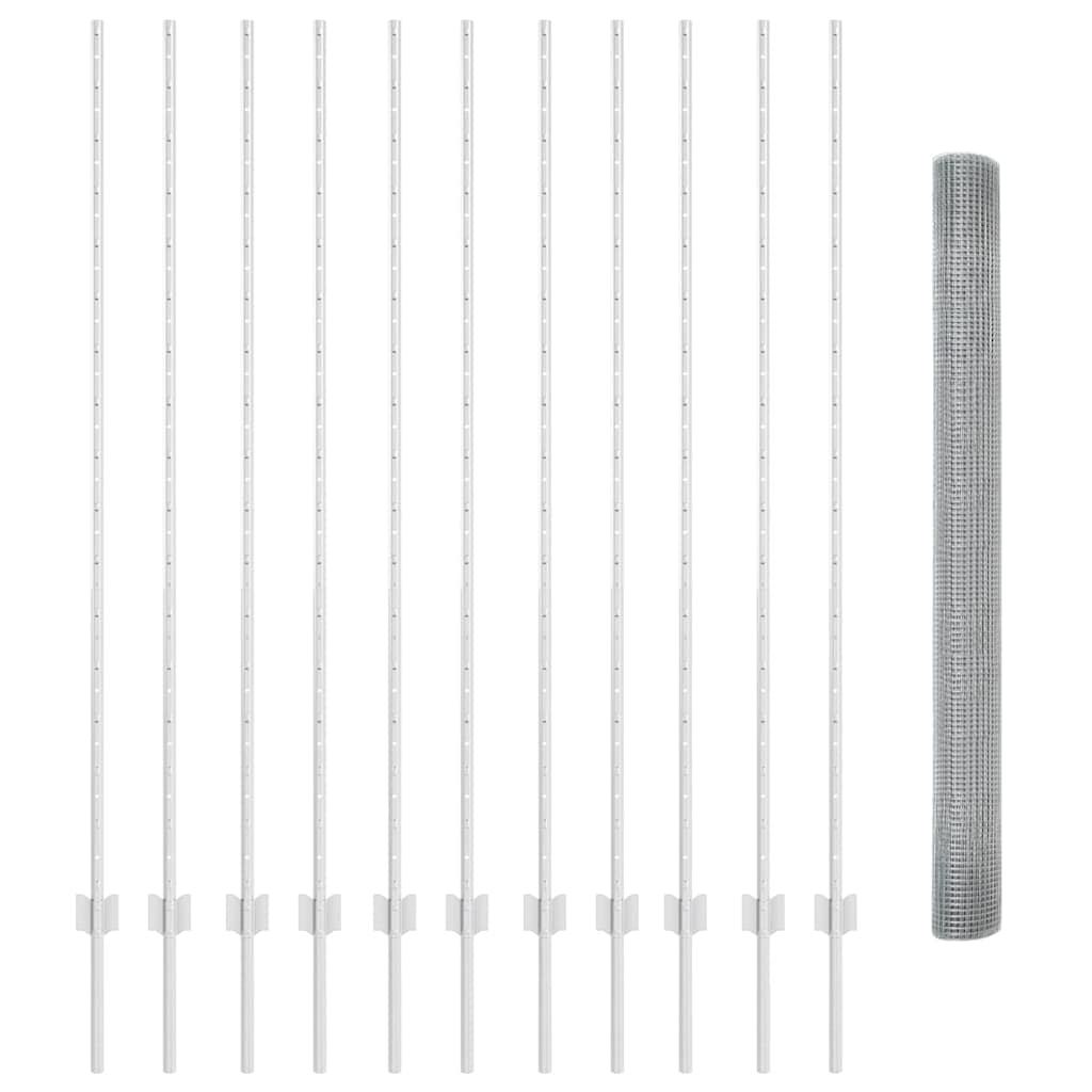 Îngrădire cu stâlpi Argintiu 1.5 x 25 m Oțel GartenMobel Dekor