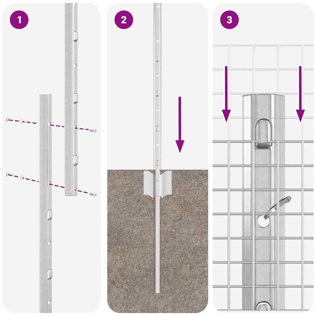 Îngrădire cu stâlpi Argintiu 1 x 25 m Oțel GartenMobel Dekor