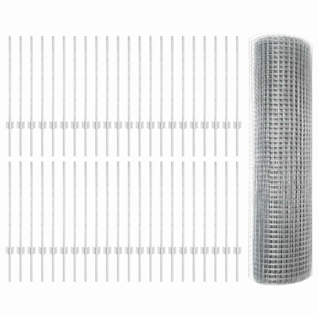 Îngrădire cu stâlpi Argintiu 0.8 x 100 m Oțel GartenMobel Dekor