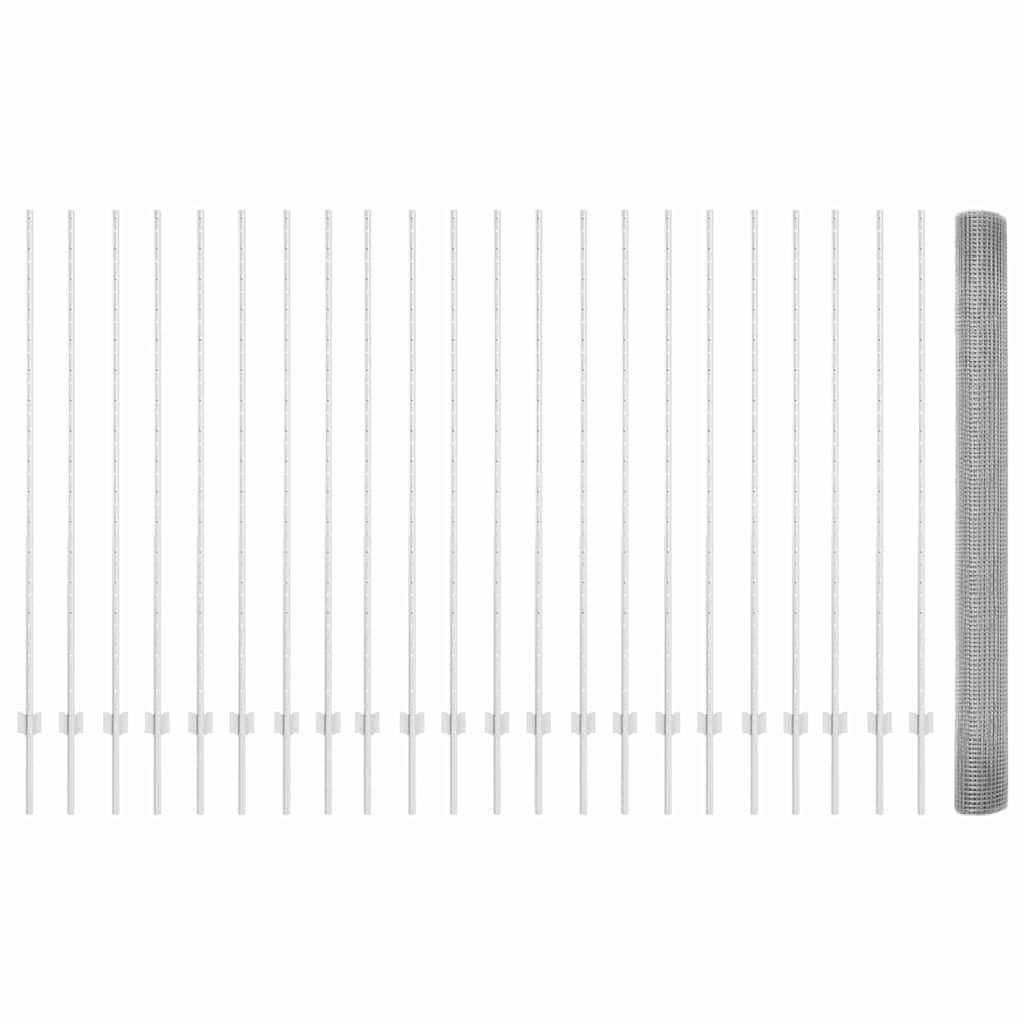 Îngrădire cu stâlpi Argintiu 1.5 x 50 m Oțel GartenMobel Dekor