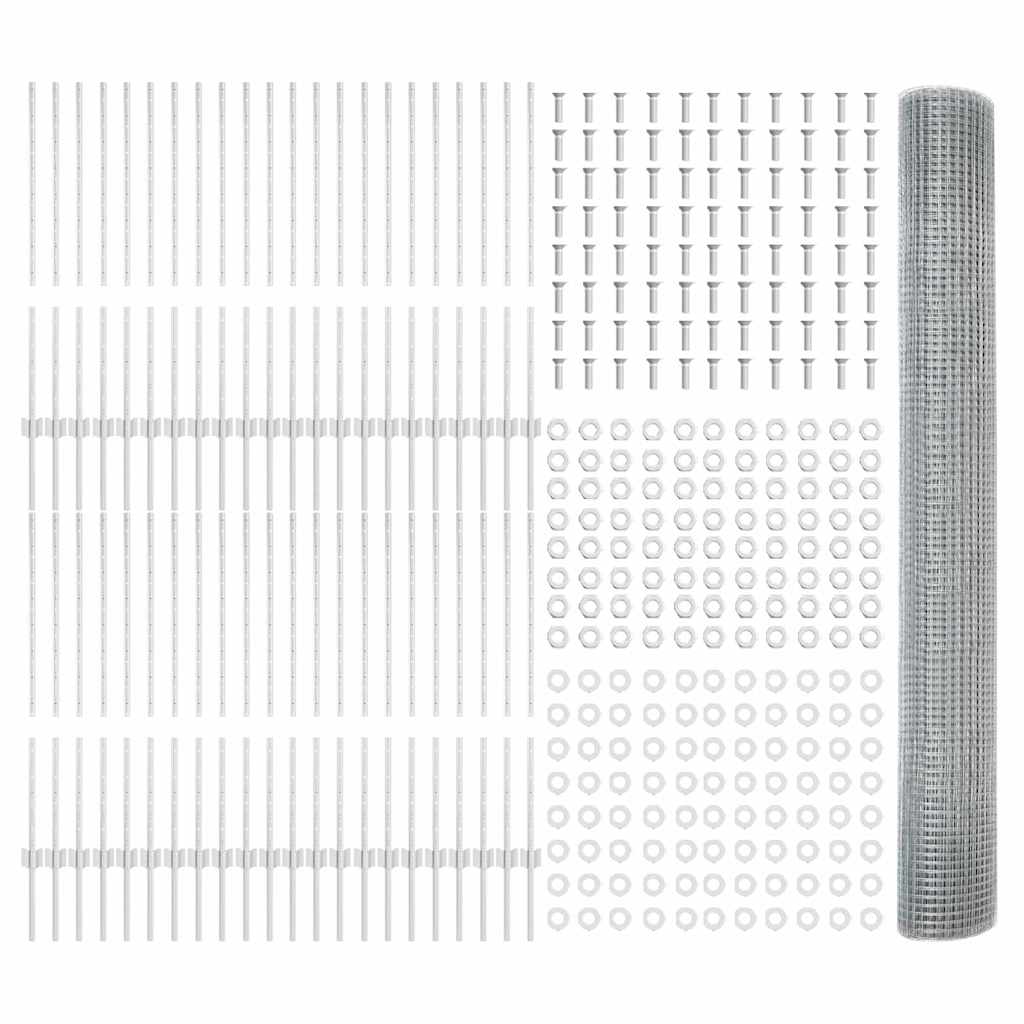 Îngrădire cu stâlpi Argintiu 1 x 100 m Oțel GartenMobel Dekor