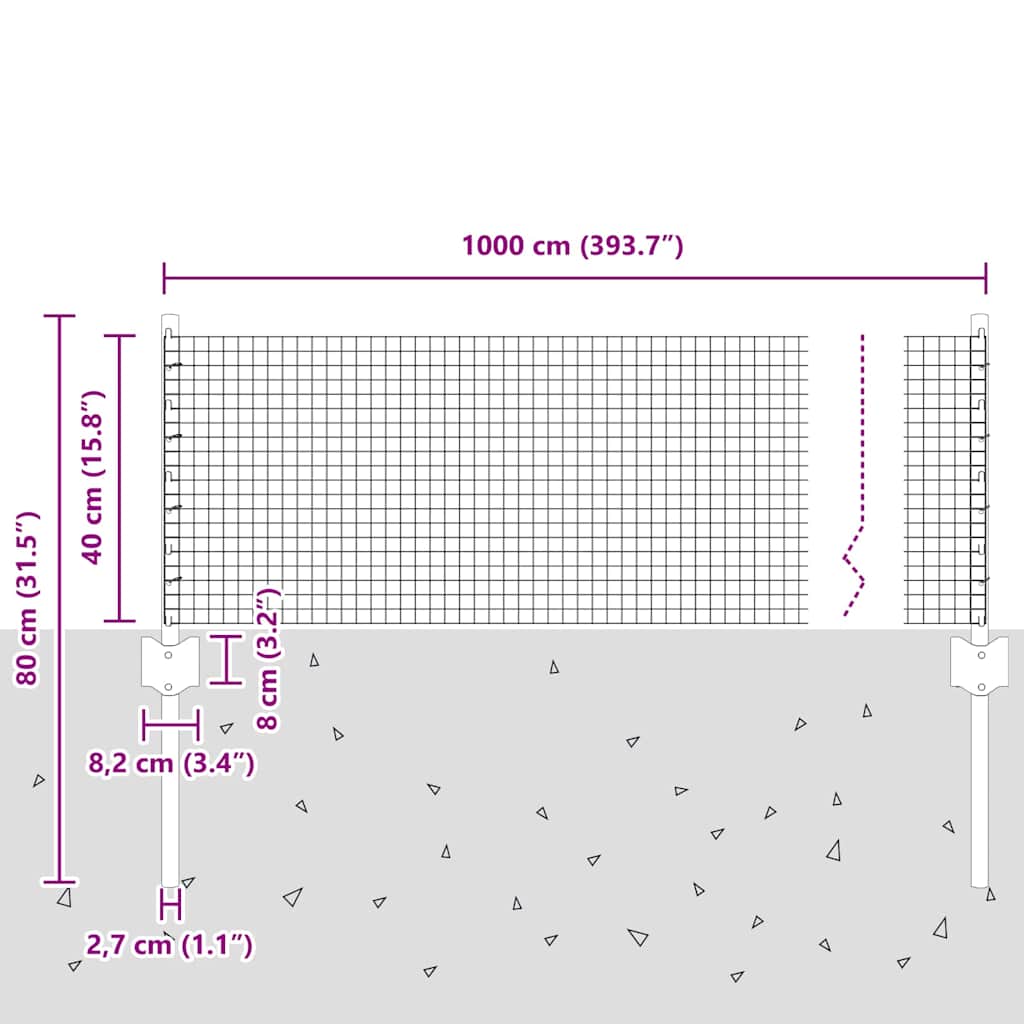 Îngrădire cu stâlpi Verde 0.4 x 10 m Oțel GartenMobel Dekor