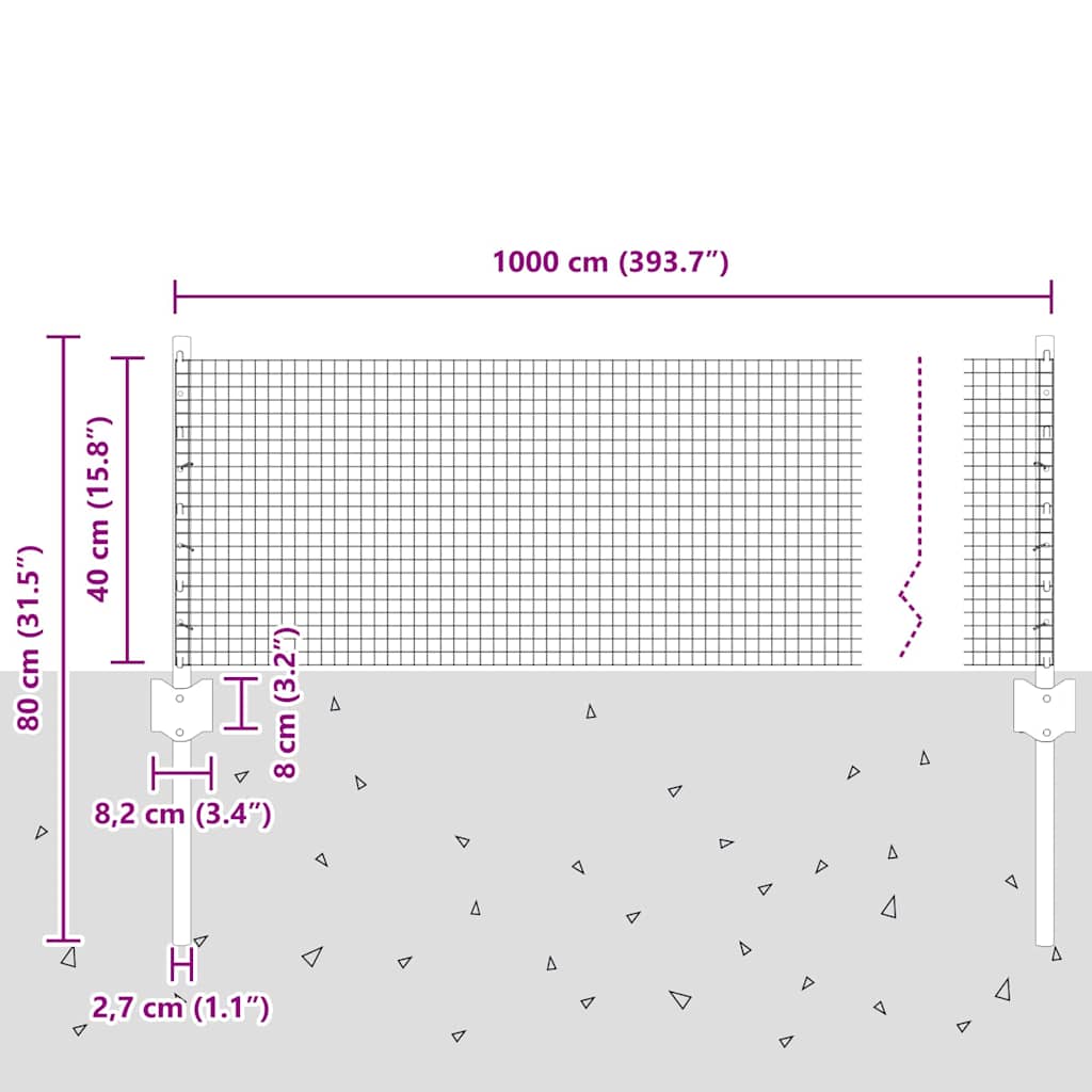 Îngrădire cu stâlpi Verde 0.4 x 10 m Oțel GartenMobel Dekor