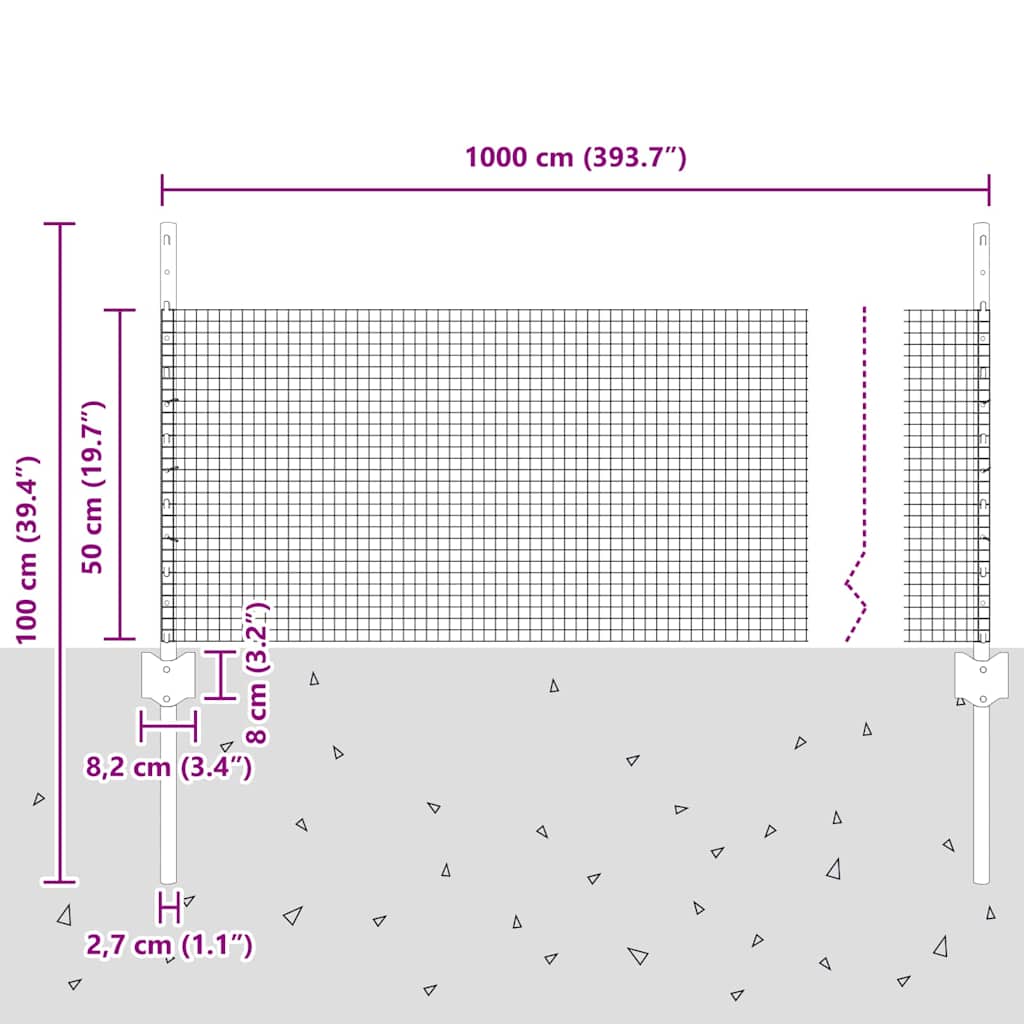 Îngrădire cu stâlpi Verde 0.5 x 10 m Oțel GartenMobel Dekor