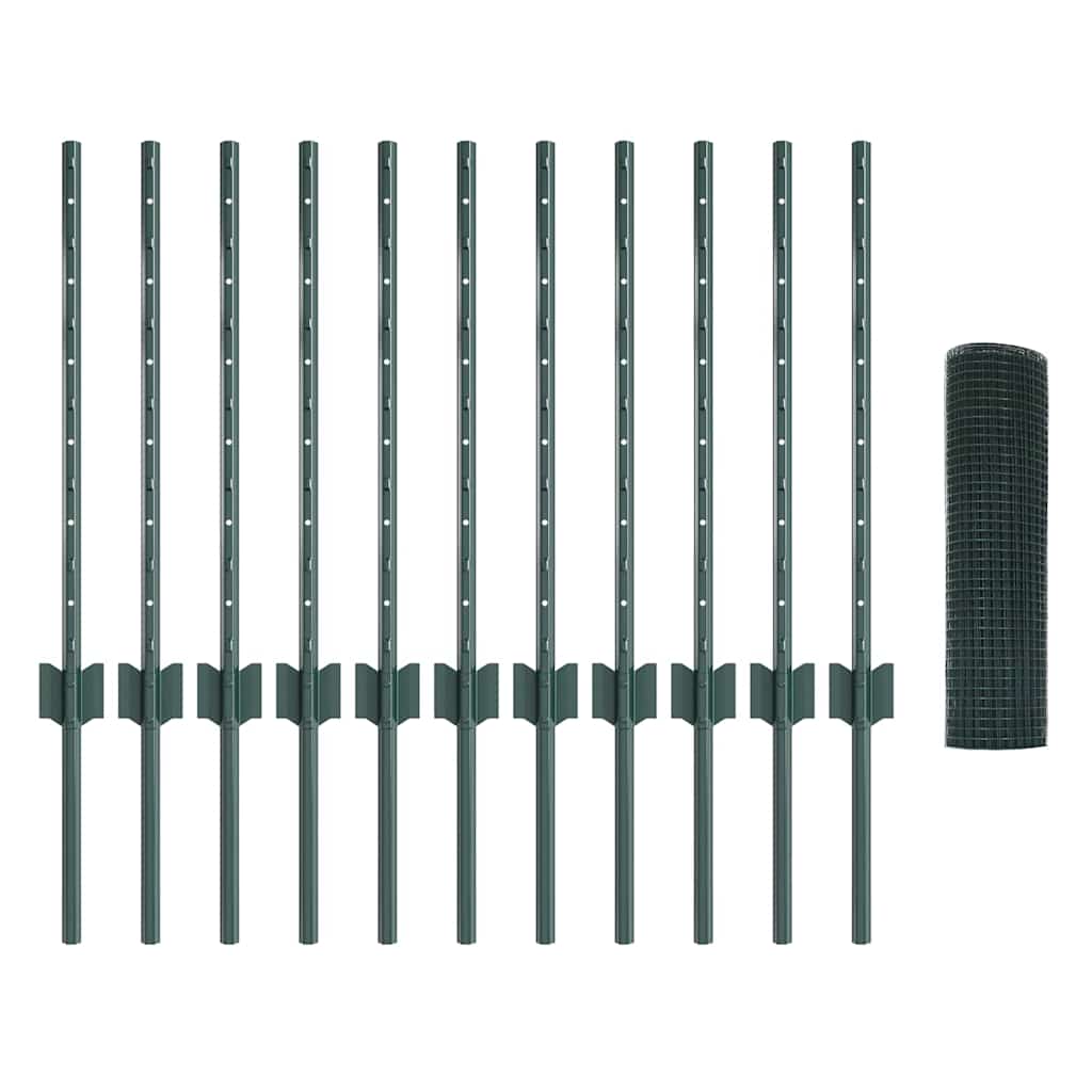 Îngrădire cu stâlpi Verde 0.6 x 25 m Oțel GartenMobel Dekor