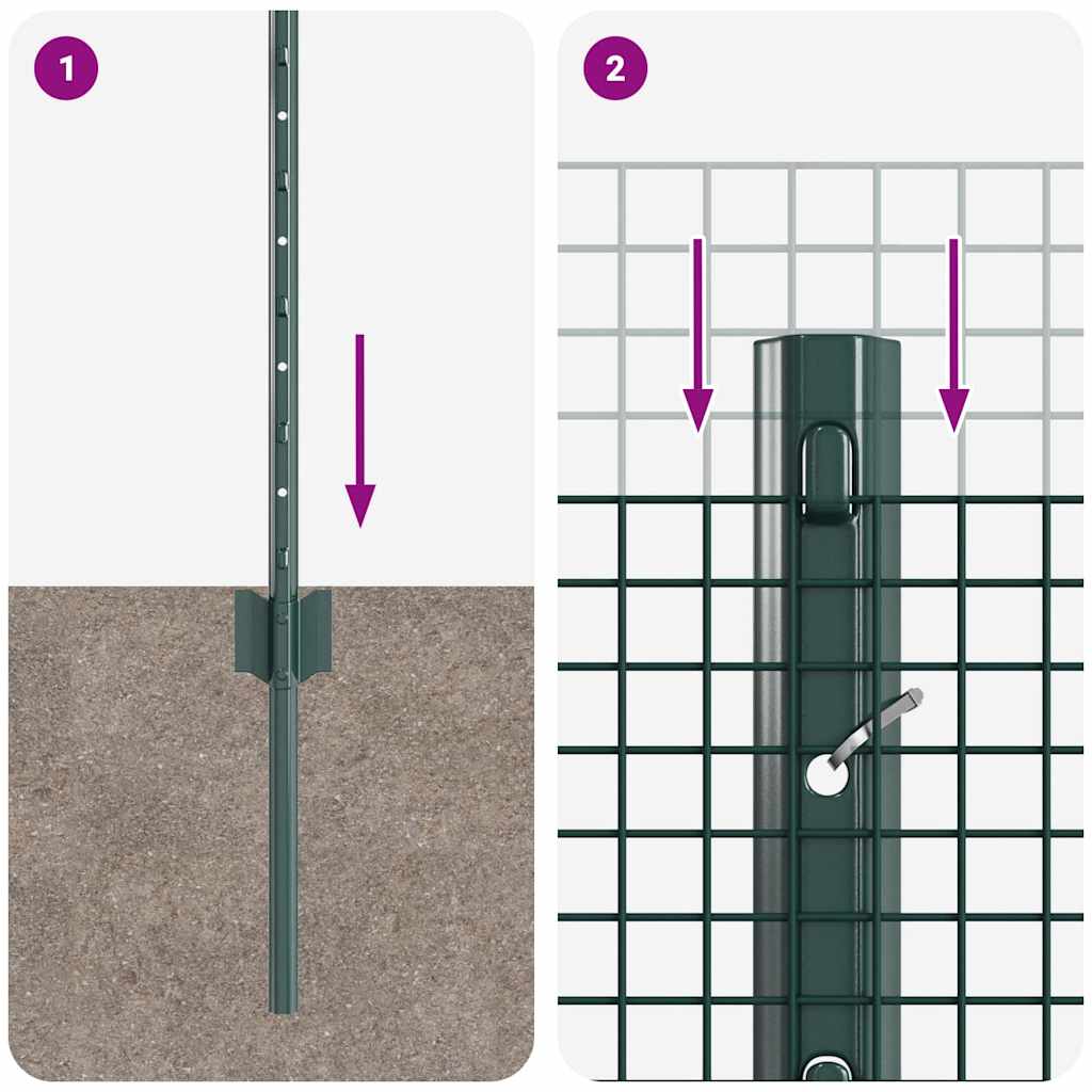 Îngrădire cu stâlpi Verde 0.6 x 25 m Oțel GartenMobel Dekor