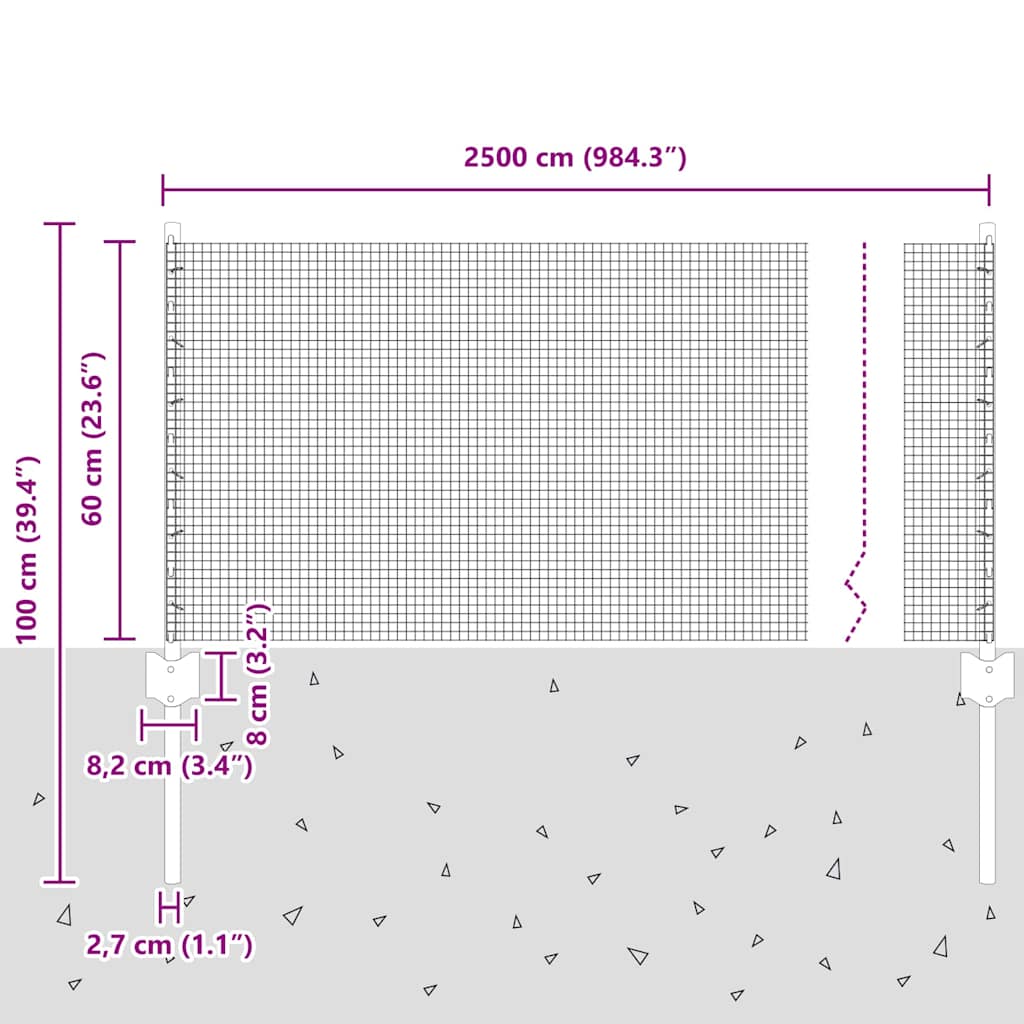 Îngrădire cu stâlpi Verde 0.6 x 25 m Oțel GartenMobel Dekor