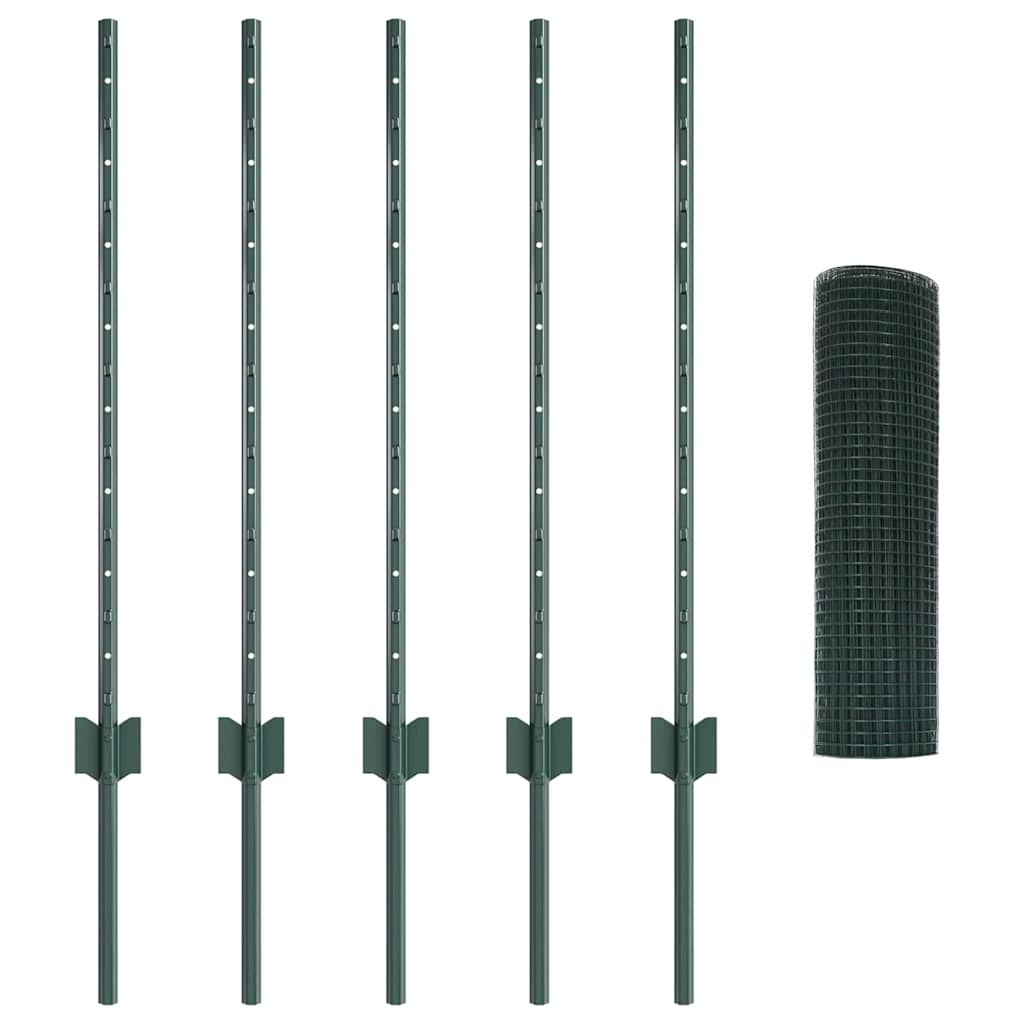 Îngrădire cu stâlpi Verde 0.8 x 10 m Oțel GartenMobel Dekor