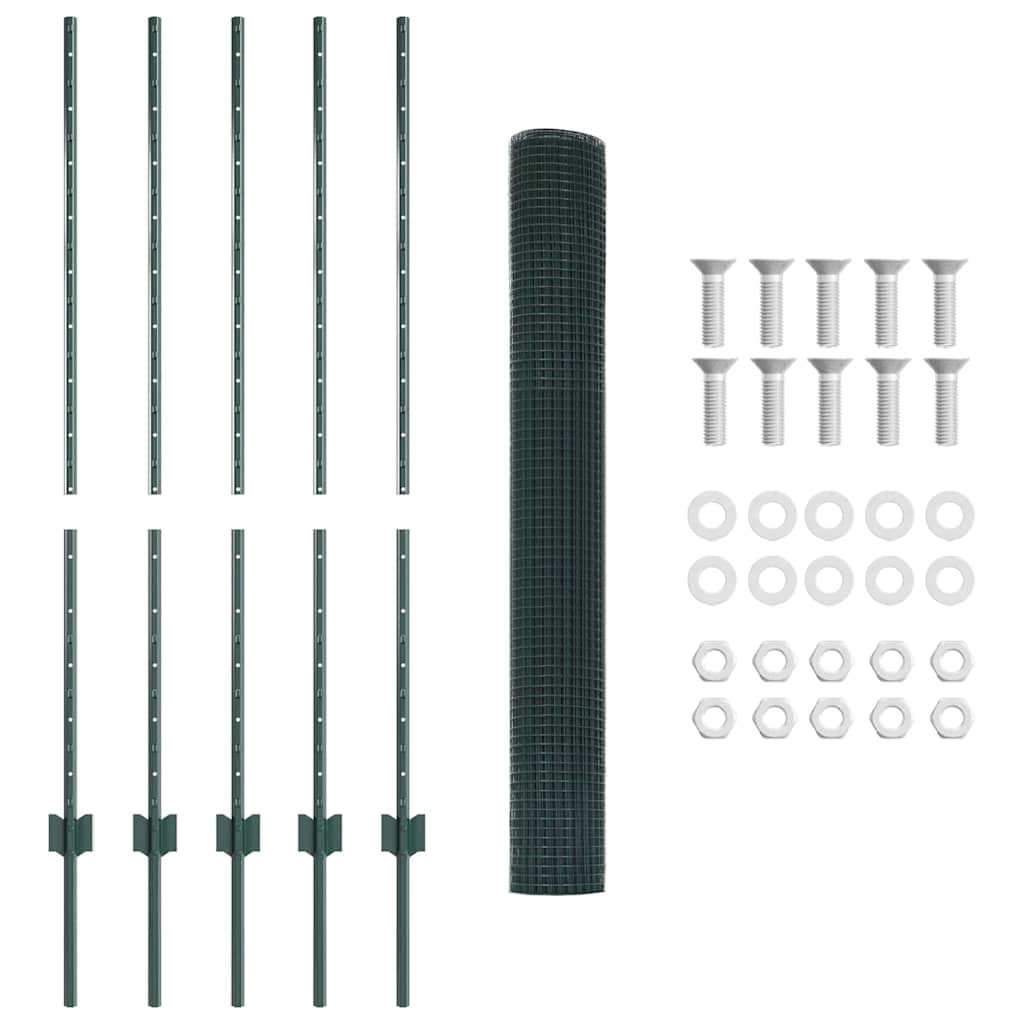 Îngrădire cu stâlpi Verde 1.2 x 10 m Oțel GartenMobel Dekor