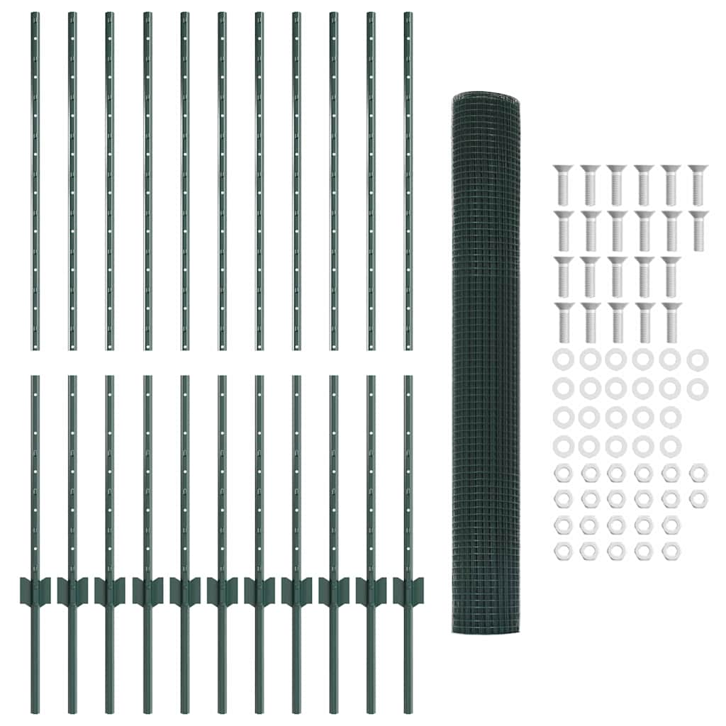Îngrădire cu stâlpi Verde 1.2 x 25 m Oțel GartenMobel Dekor