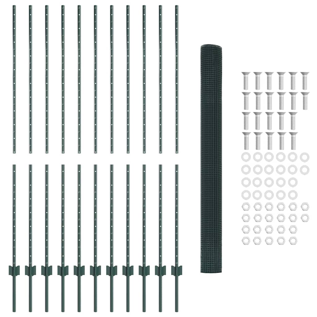 Îngrădire cu stâlpi Verde 1.6 x 25 m Oțel GartenMobel Dekor