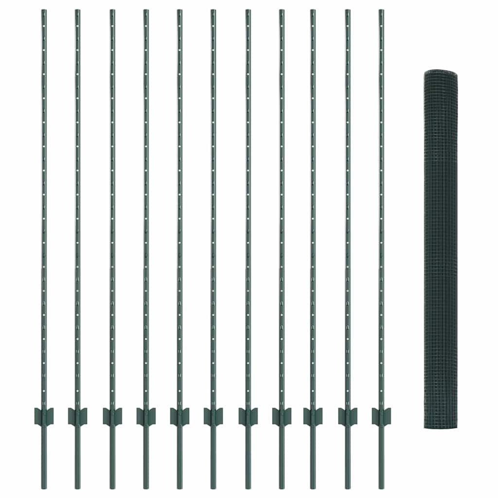 Îngrădire cu stâlpi Verde 1.6 x 25 m Oțel GartenMobel Dekor