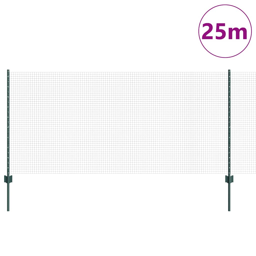 Îngrădire cu stâlpi Verde 1 x 25 m Oțel GartenMobel Dekor