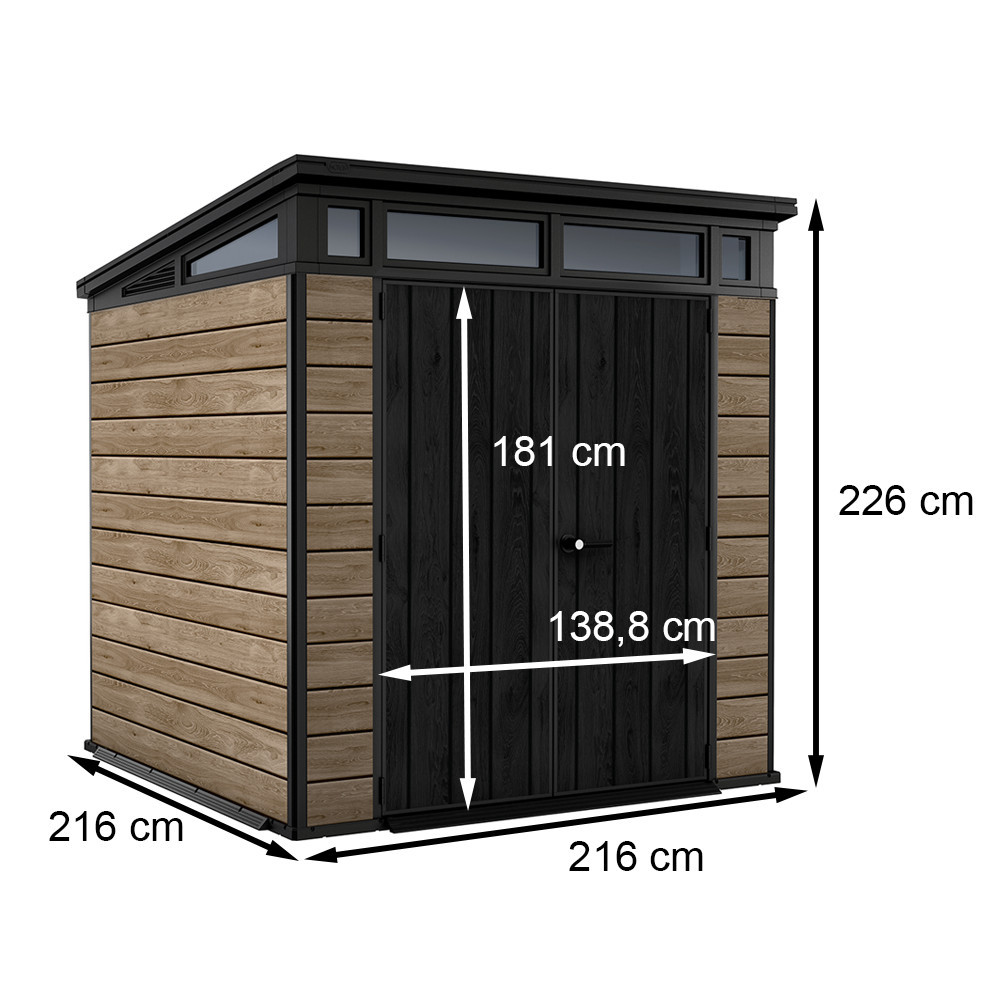 Curver Căsuță de grădină Signature PENT 7X7 din plastic, lemn de frasin Mobalis Homvera
