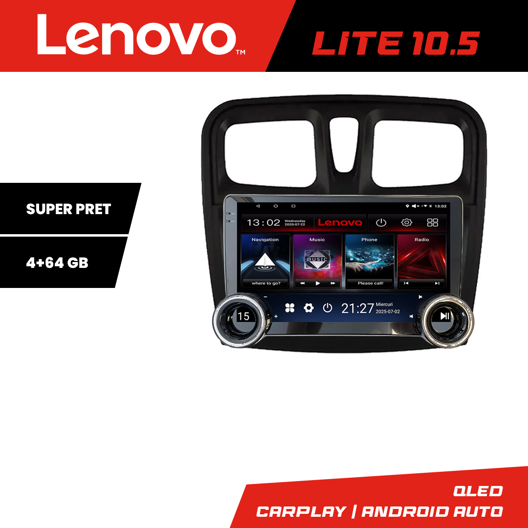 Navigatie Dacia Sandero 2012-2020 var B Lenovo 8 core 4+64 10.5 inch Incell 1K android Wifi 5Ghz gps internet a CarStore Technology