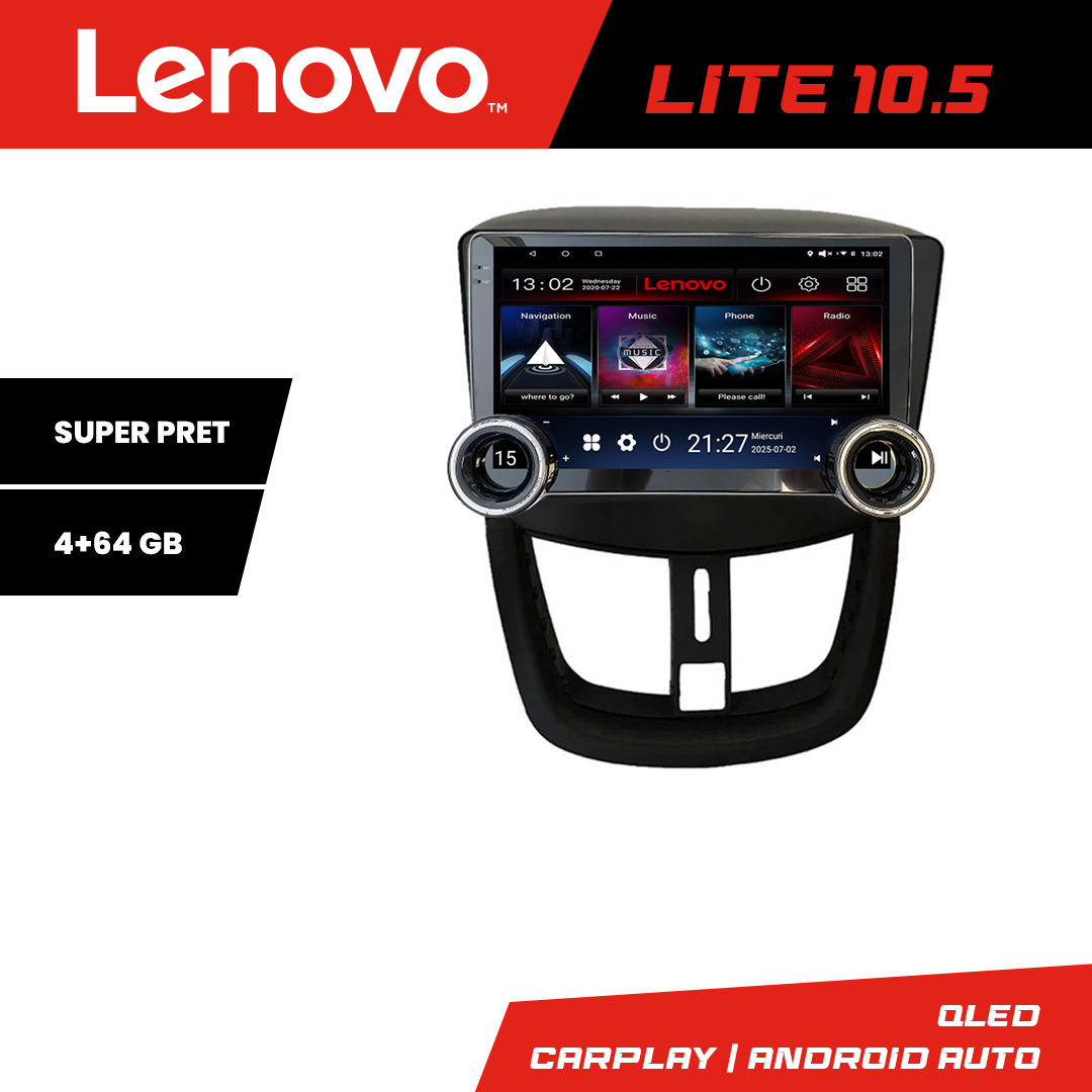 Navigatie Peugeot 207 Kit-PE01 Lenovo 8 core 4+64 10.5 inch Incell 1K android Wifi 5Ghz gps internet CarStore Technology