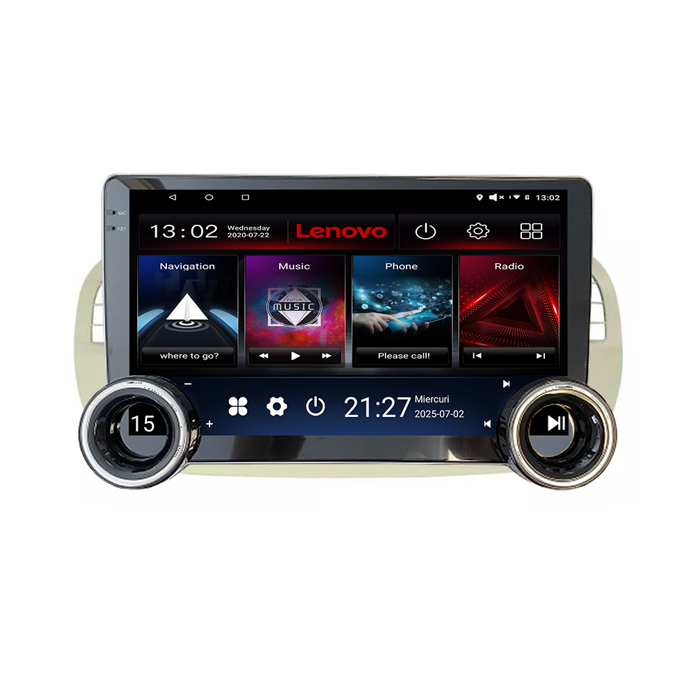 Navigatie Fiat 500 2007-2015 Lenovo 8 core 4+64 10.5 inch Incell 1K android Wifi 5Ghz gps internet CarStore Technology