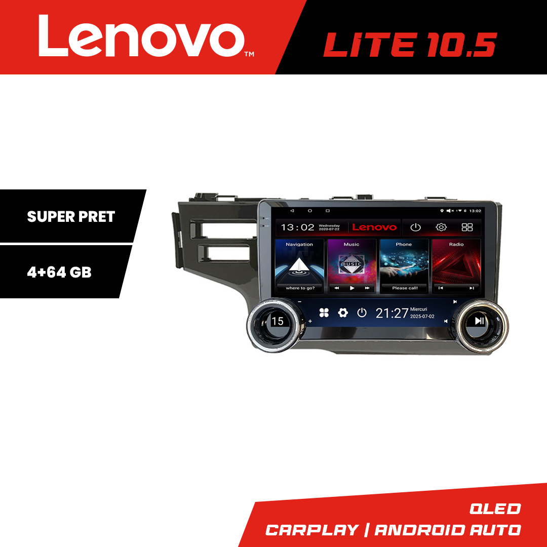Navigatie Honda Fit 2014-2019 Lenovo 8 core 4+64 10.5 inch Incell 1K android Wifi 5Ghz gps internet Kit-fit-14 CarStore Technology