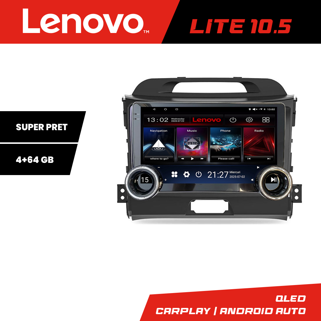 Navigatie Kia Sportage 2010- Lenovo 8 core 4+64 10.5 inch Incell 1K android Wifi 5Ghz gps internet CarStore Technology