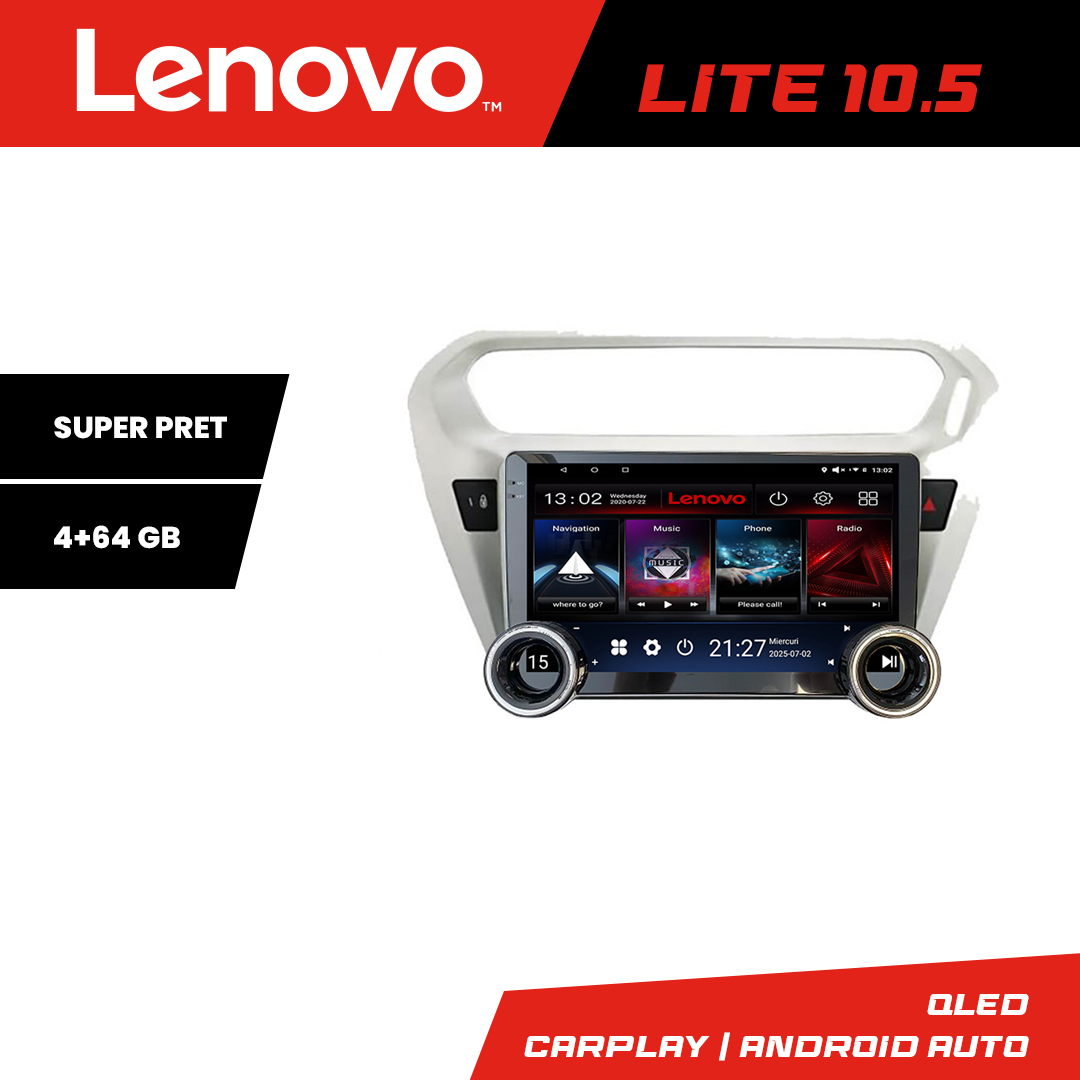 Navigatie Peugeot 301 Citroen Kit-Elisee Kit-301 Lenovo 8 core 4+64 10.5 inch Incell 1K android Wifi 5Ghz gps internet S CarStore Technology