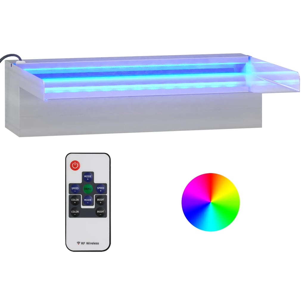 Deversor de cascadă cu LED-uri RGB, 30 cm, oțel inoxidabil GartenMobel Dekor