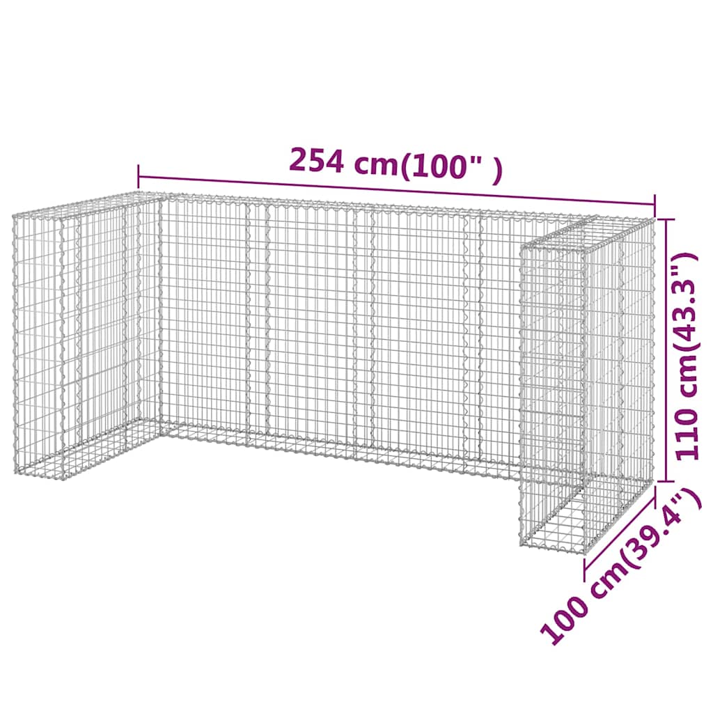 Perete gabion pentru pubele, 254x100x110 cm, oțel galvanizat GartenMobel Dekor