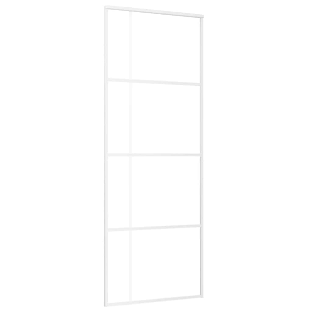 Ușă glisantă, alb, 76x205 cm, sticlă mată ESG și aluminiu GartenMobel Dekor