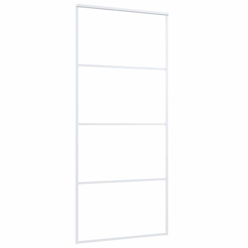 Ușă glisantă, alb, 90x205 cm, sticlă ESG și aluminiu GartenMobel Dekor