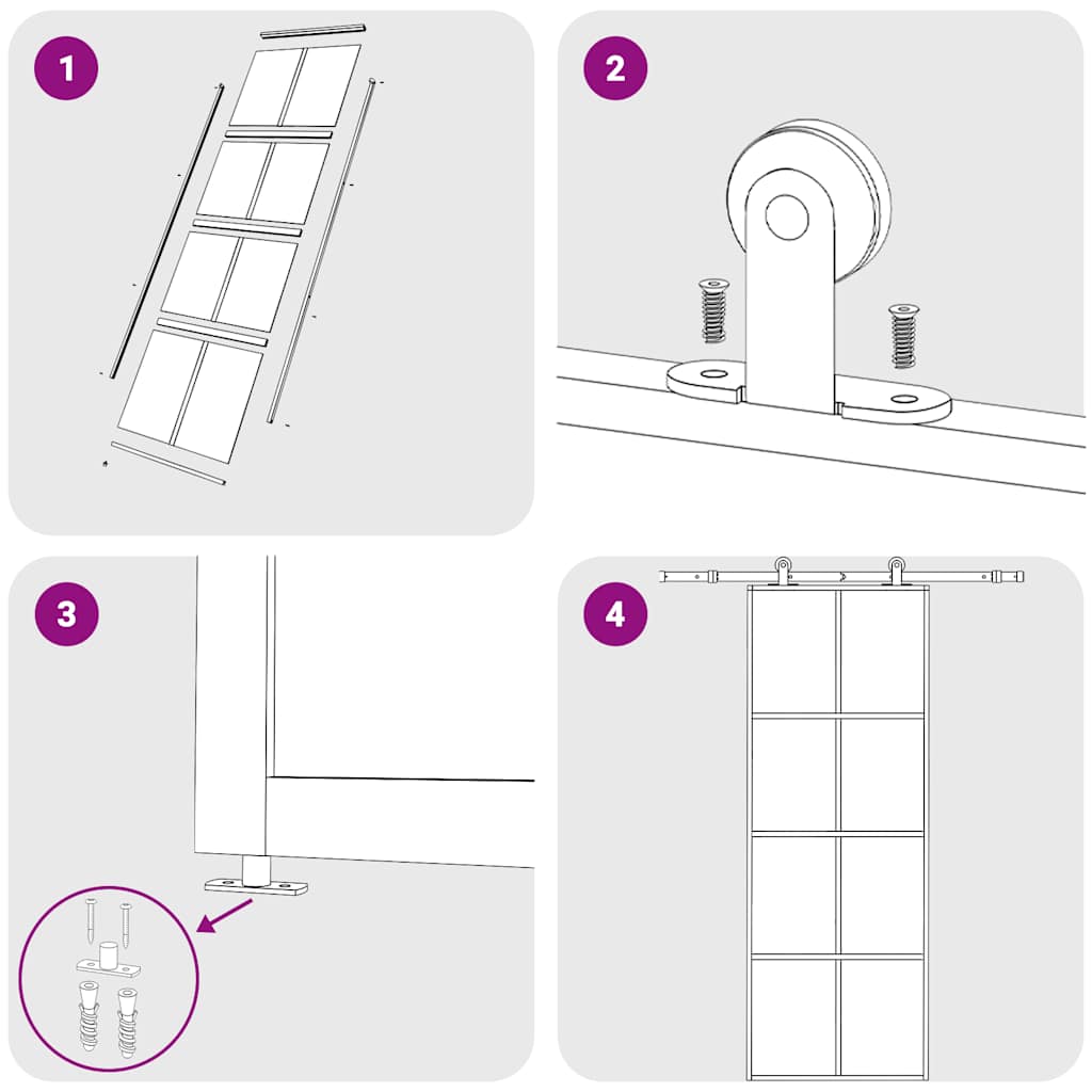 Ușă glisantă, negru, 76x205 cm, sticlă ESG și aluminiu GartenMobel Dekor