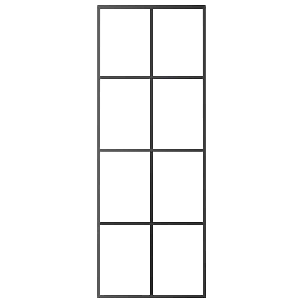 Ușă glisantă, negru, 76x205 cm, sticlă ESG și aluminiu GartenMobel Dekor
