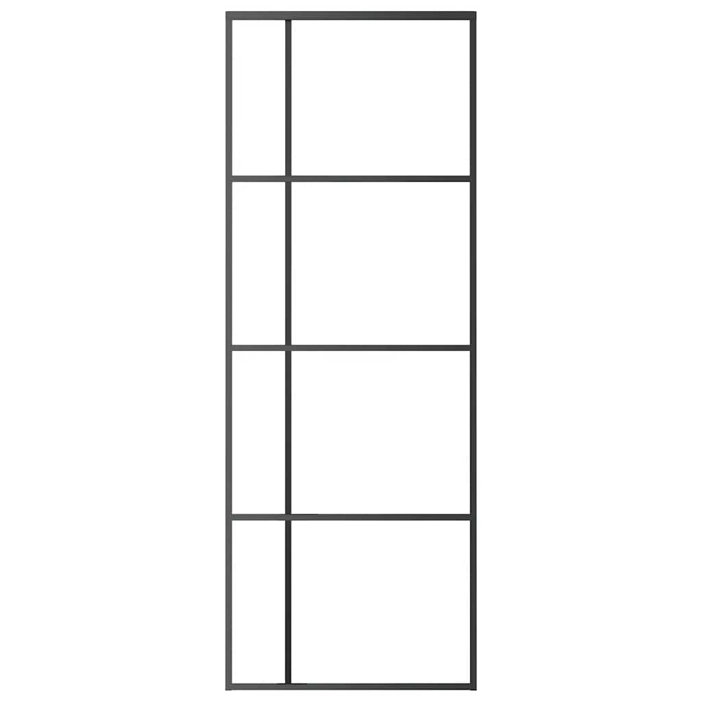 Ușă glisantă, negru, 76x205 cm, sticlă mată ESG și aluminiu GartenMobel Dekor