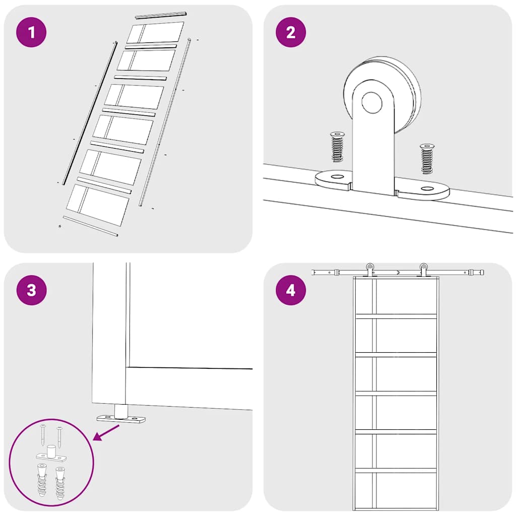Ușă glisantă, negru, 76x205 cm, sticlă mată ESG și aluminiu GartenMobel Dekor