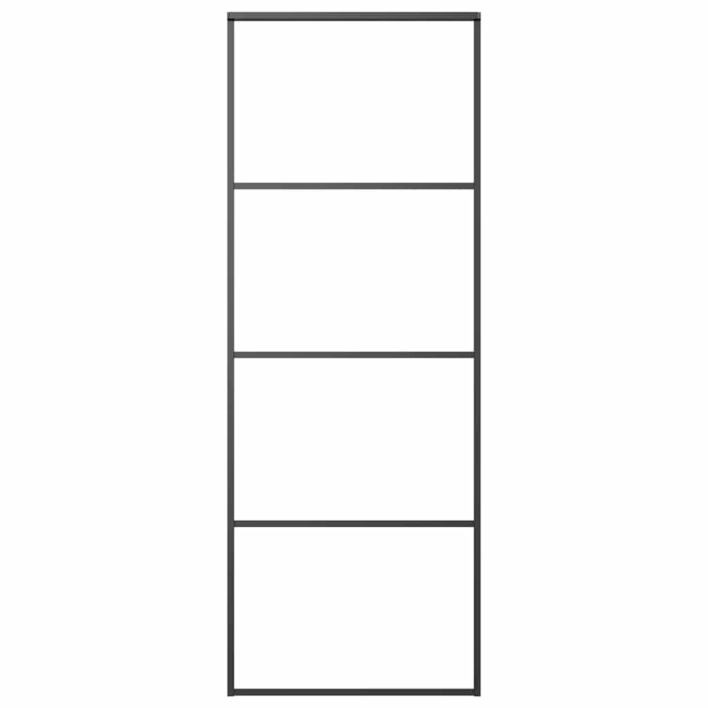 Ușă glisantă, negru, 76x205 cm, sticlă mată ESG și aluminiu GartenMobel Dekor