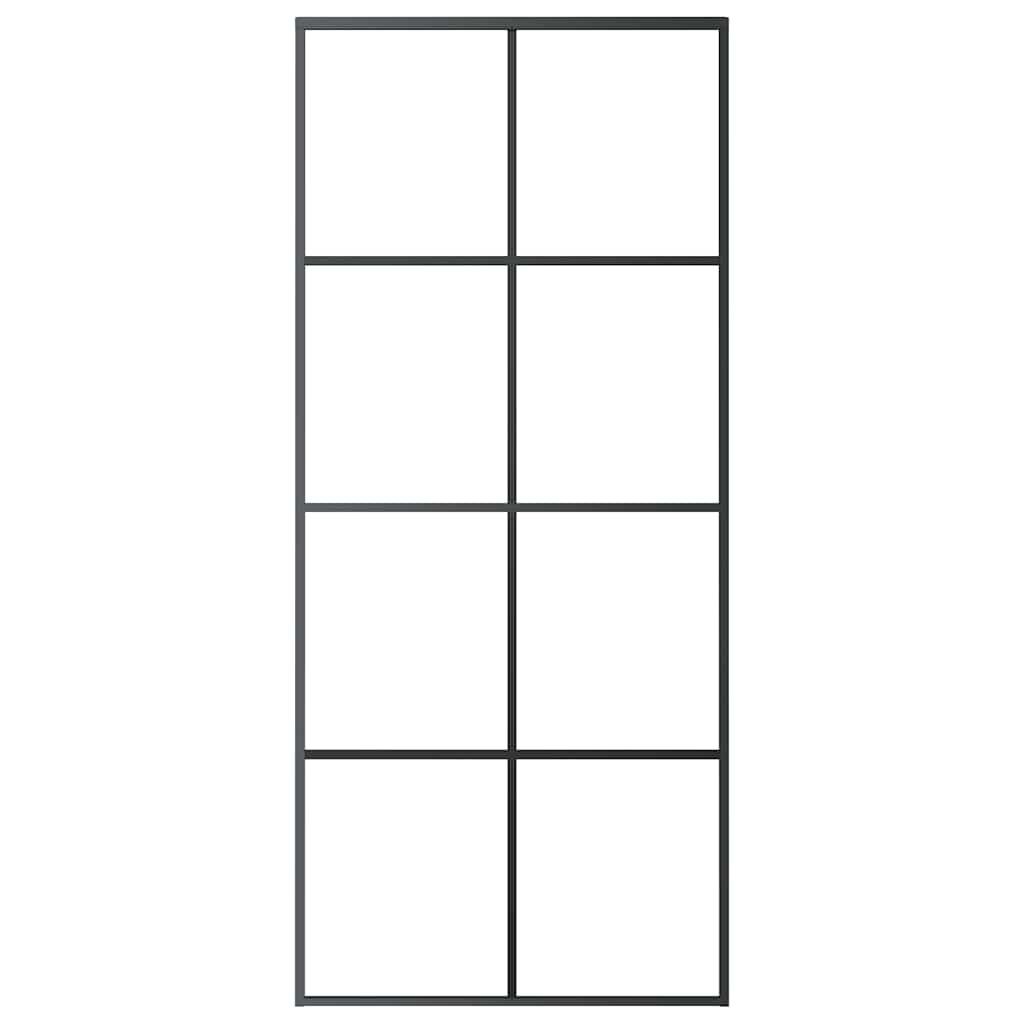 Ușă glisantă, negru, 90x205 cm, sticlă ESG și aluminiu GartenMobel Dekor