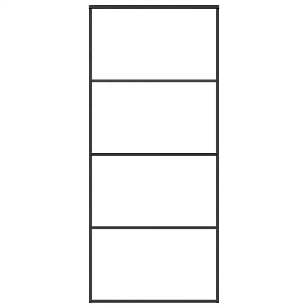 Ușă glisantă, negru, 90x205 cm, sticlă ESG mată și aluminiu GartenMobel Dekor