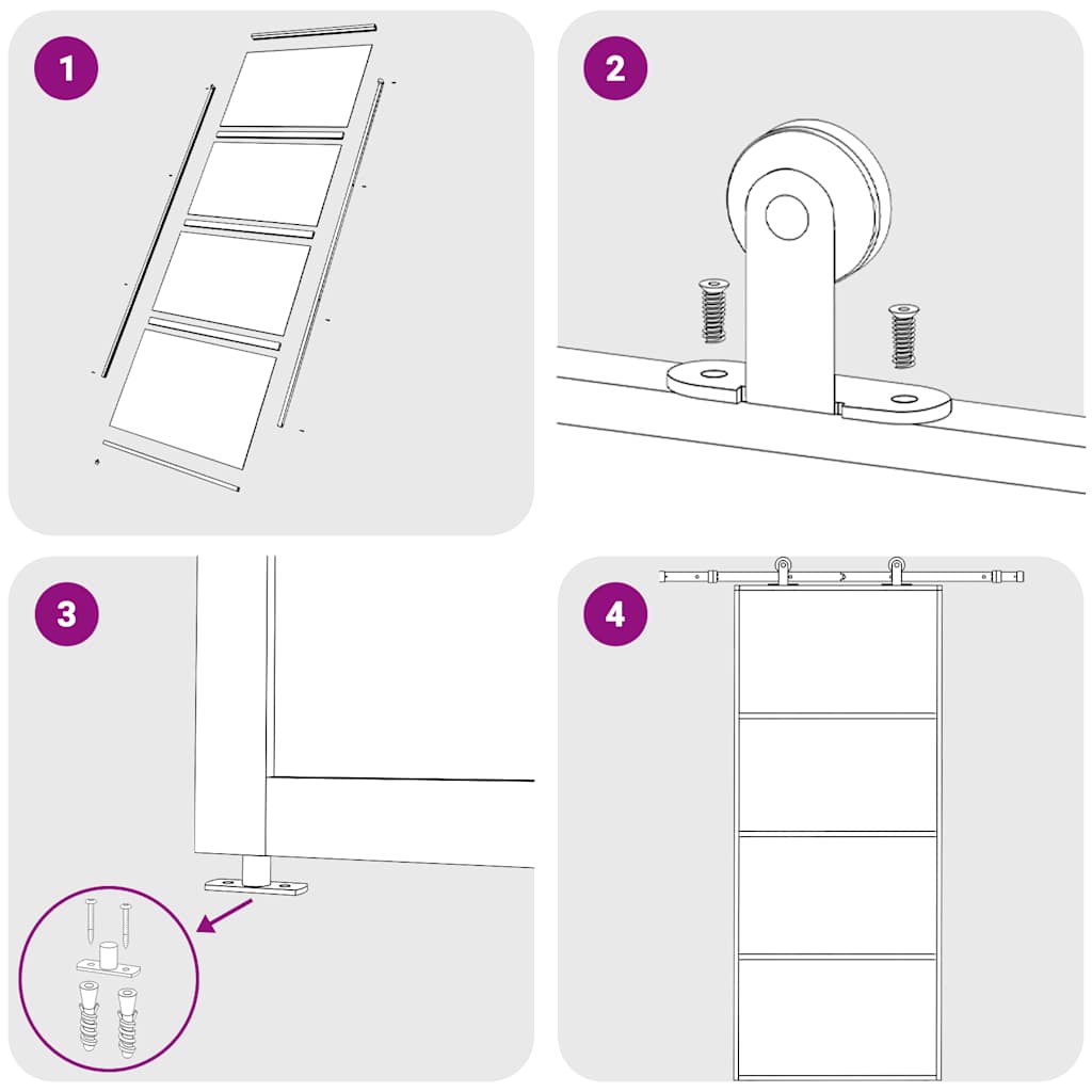 Ușă glisantă, negru, 90x205 cm, sticlă ESG mată și aluminiu GartenMobel Dekor