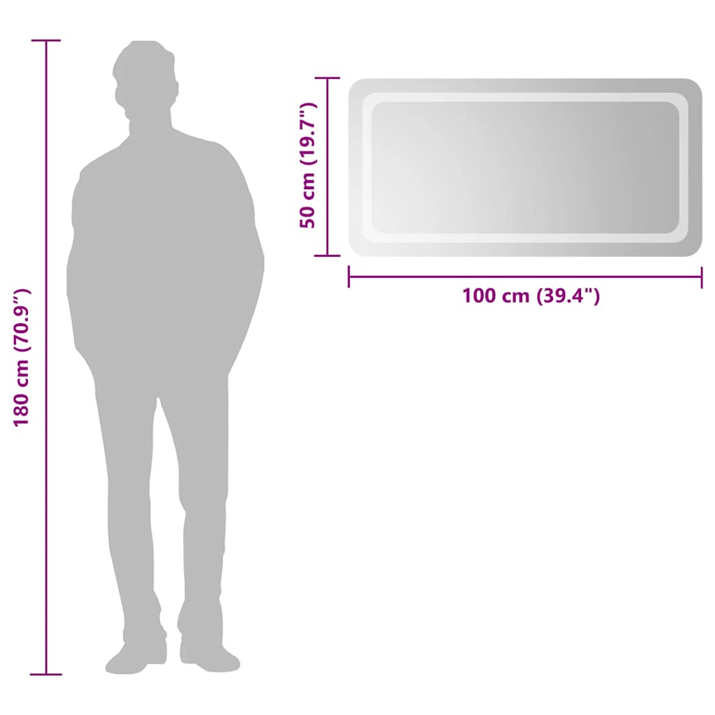 Oglindă de baie cu LED, 100x50 cm GartenMobel Dekor