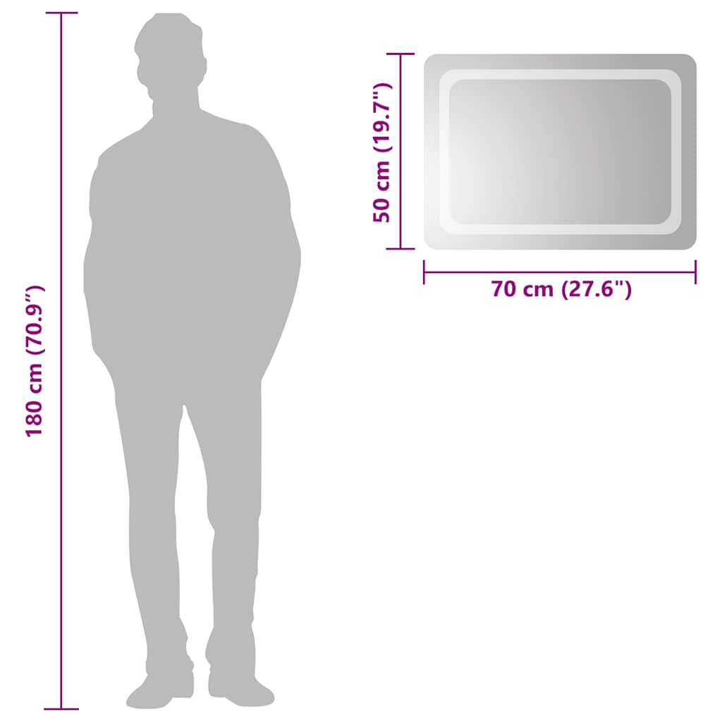 Oglindă de baie cu LED, 70x50 cm GartenMobel Dekor