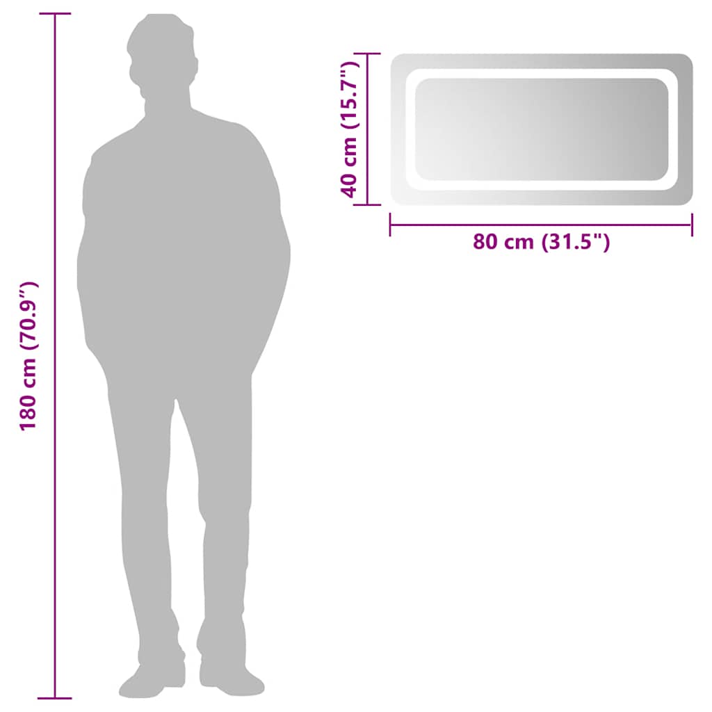 Oglindă de baie cu LED, 80x40 cm GartenMobel Dekor
